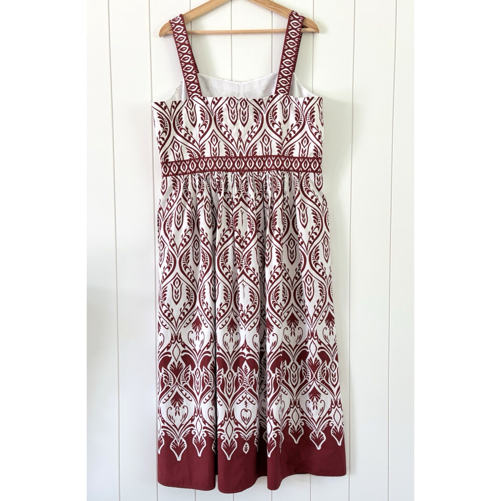 Talbots Modern Cotton Poplin Fit & Flare Maxi Dress Bohemian Medallion 16 Petite - Picture 8 of 10